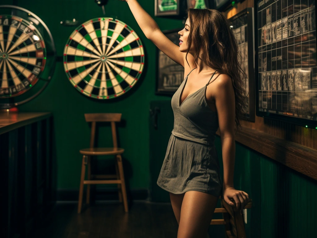 Woman playing killer darts
